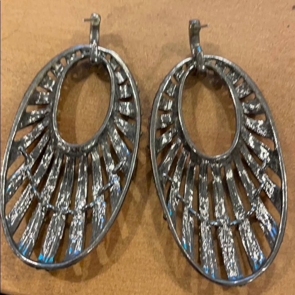 Urban Outfitters Multicolor Rhinestone Hoop Earrings - Picture 2 of 4